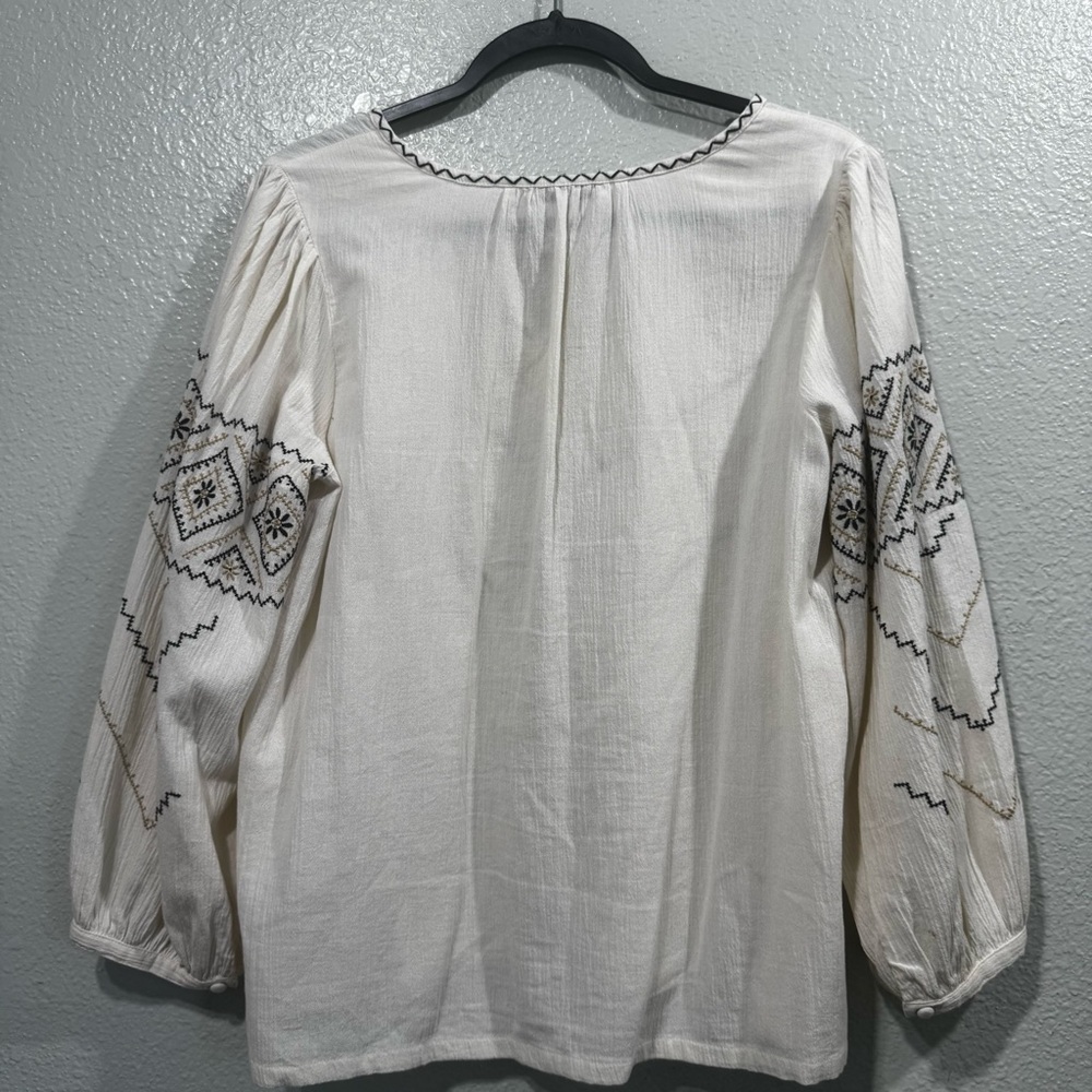 Madewell Women's Cream Embroidered Top Size Medium - Picture 7 of 11